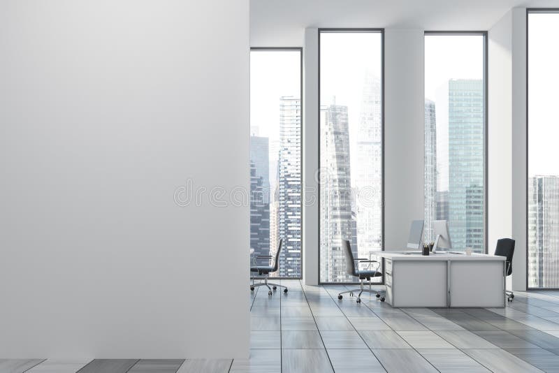 White Open Office, Wall, Corner Stock Illustration - Illustration of