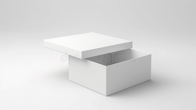 White opened box 3d mockup on the white background. Cardboard box template vector illustration