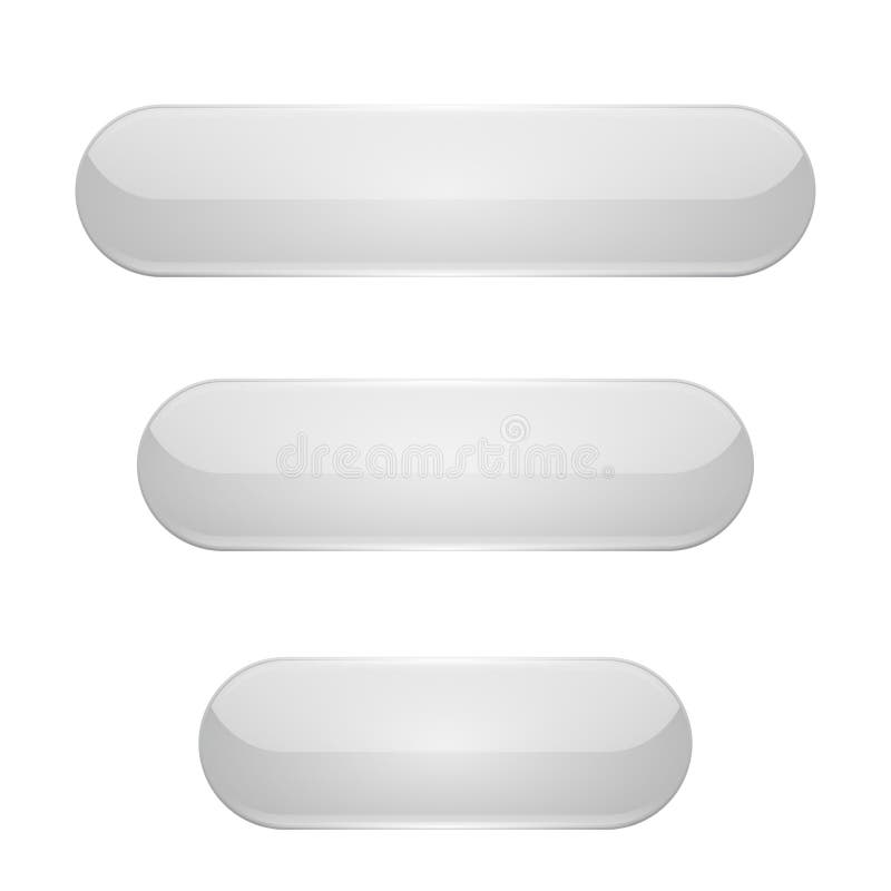 White oval buttons. 3d glass menu icons royalty free illustration