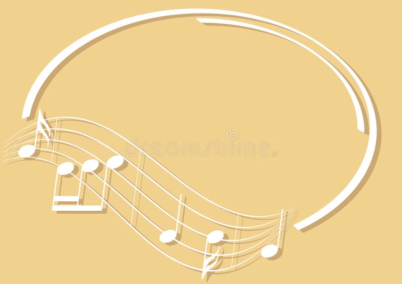 White oval frame with music notes on beige background - vector flyer vector illustration