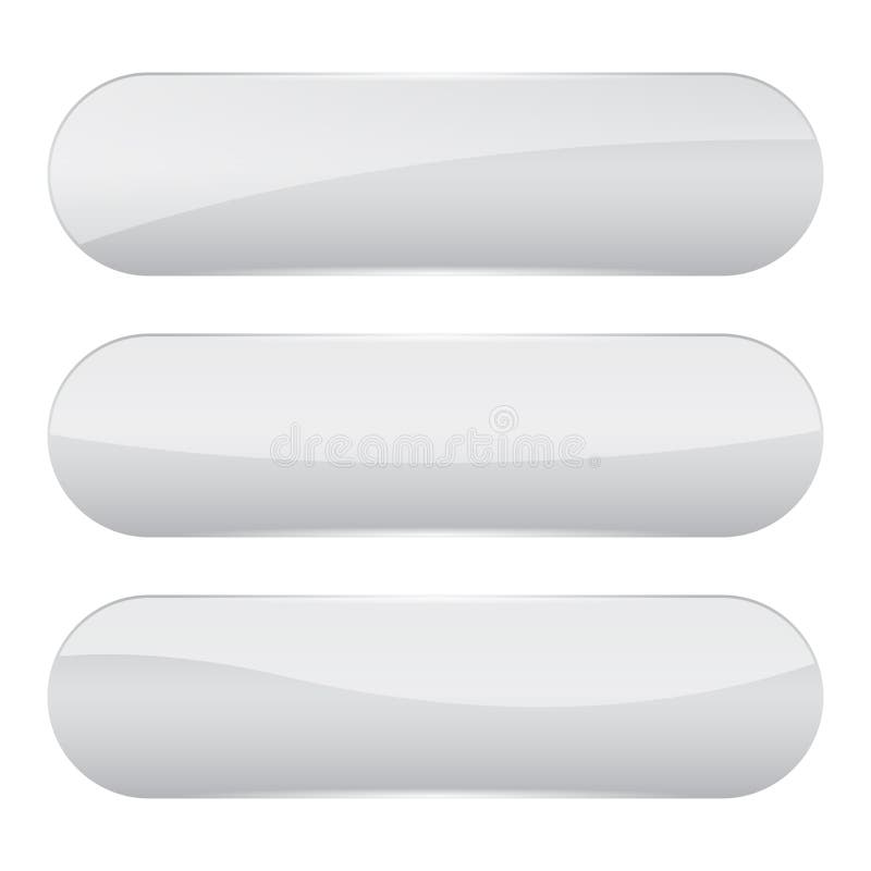 White oval glass 3d buttons vector illustration
