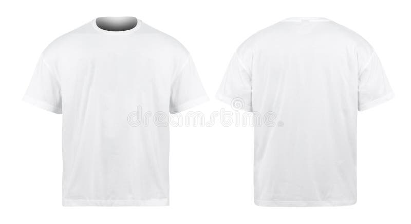 White Oversize T-shirts mockup front and back isolated on white background with clipping path.