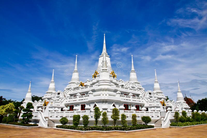 White pagodas at Wat Asokaram, Samut Prakan