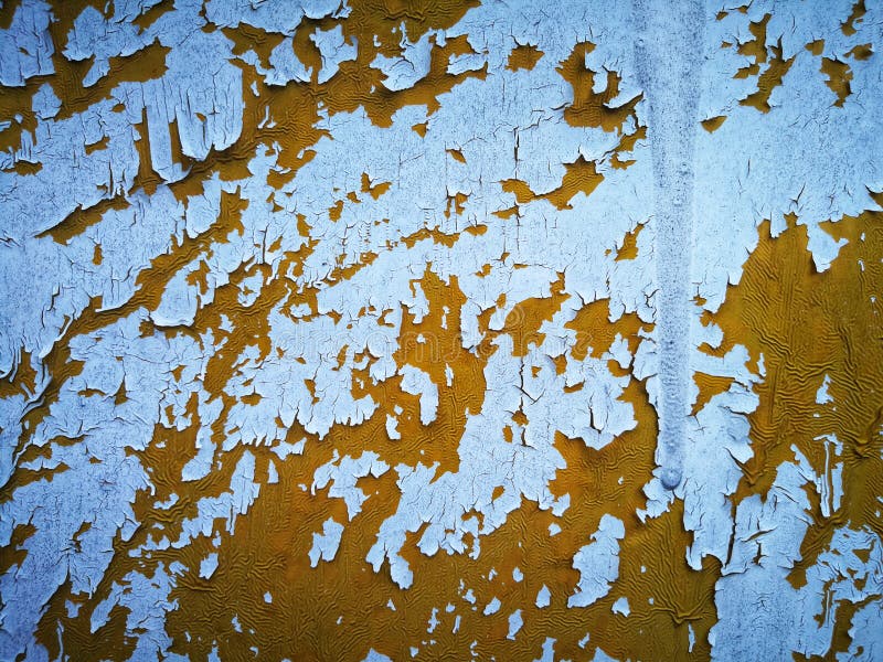White Paint Peeling Off On Rusty Metal. Stock Photo Image of material