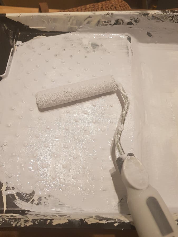 White paint and roll stock photo. Image of circle, floor 220757948