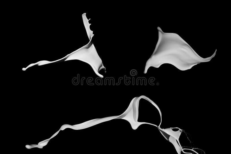 White Paint Splash Isolated on Black Background. Stock Illustration
