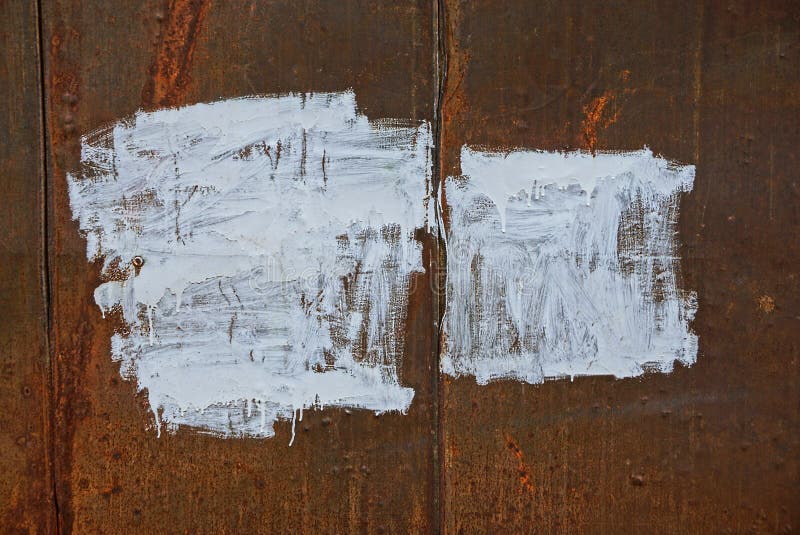 White Paint Stains on a Brown Rusty Metal Wall Stock Image Image of