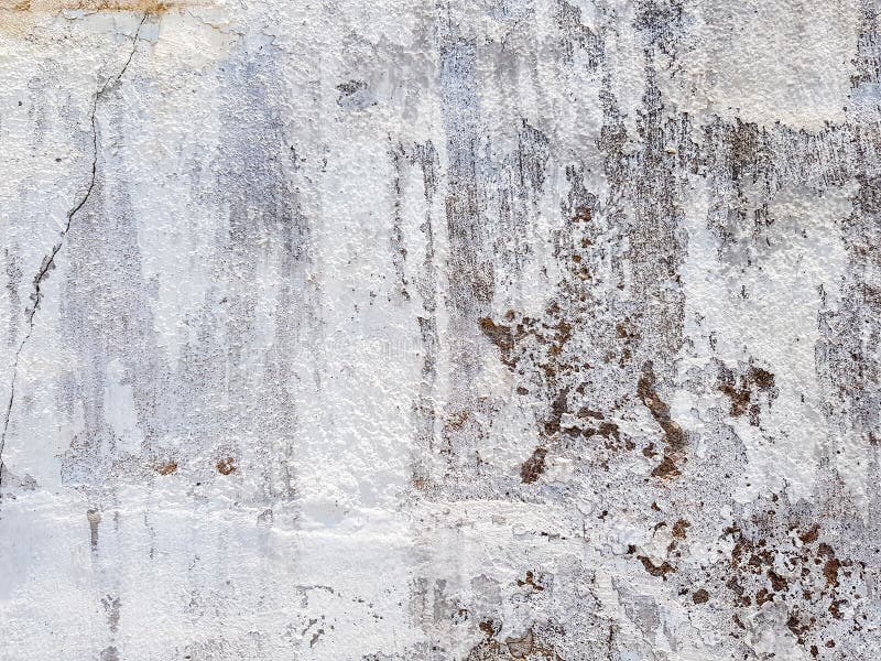 White Paint Wall Uneven Rough Texture with Dark Mark and Cracked Line
