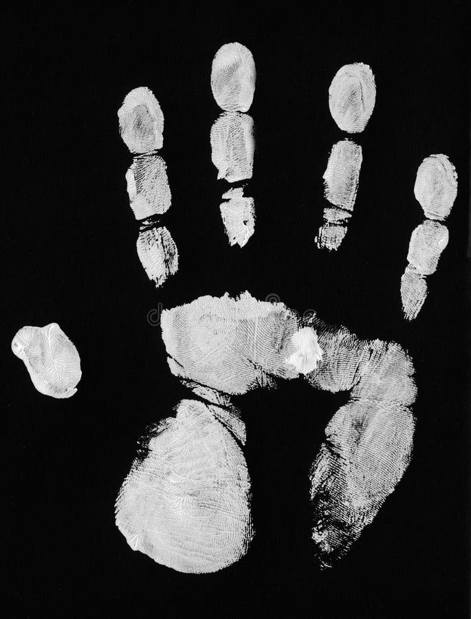 White Painted Handprint on Black Background Stock Photo - Image of  monochromatic, finger: 16637806