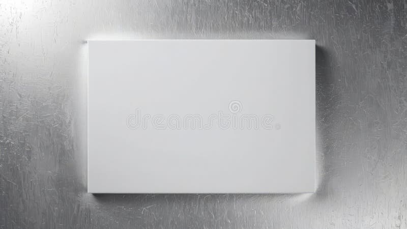 White panel on a silver textured background, emphasizing sleek and minimalist design royalty free stock images