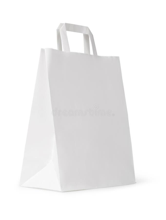 Empty Craft Paper Bag on White. Mockup for Design Stock Photo Image