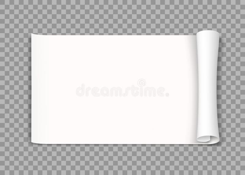 White Paper Blank Scroll. Template Isolated on a Transparent Background