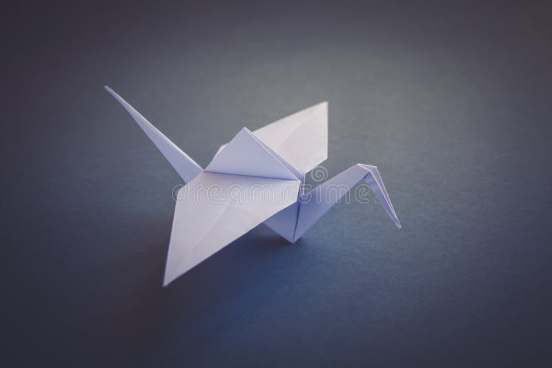 White Paper Crane Origami Isolated on a Grey Background Stock Image Image of flying, ornament