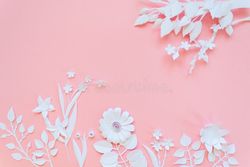 White paper flowers wallpaper, spring summer background, floral design  elements Stock Photo by ©masalskaya 150563414