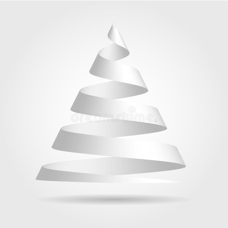 White Paper Ribbon Folded in a Shape of Christmas Tree Stock