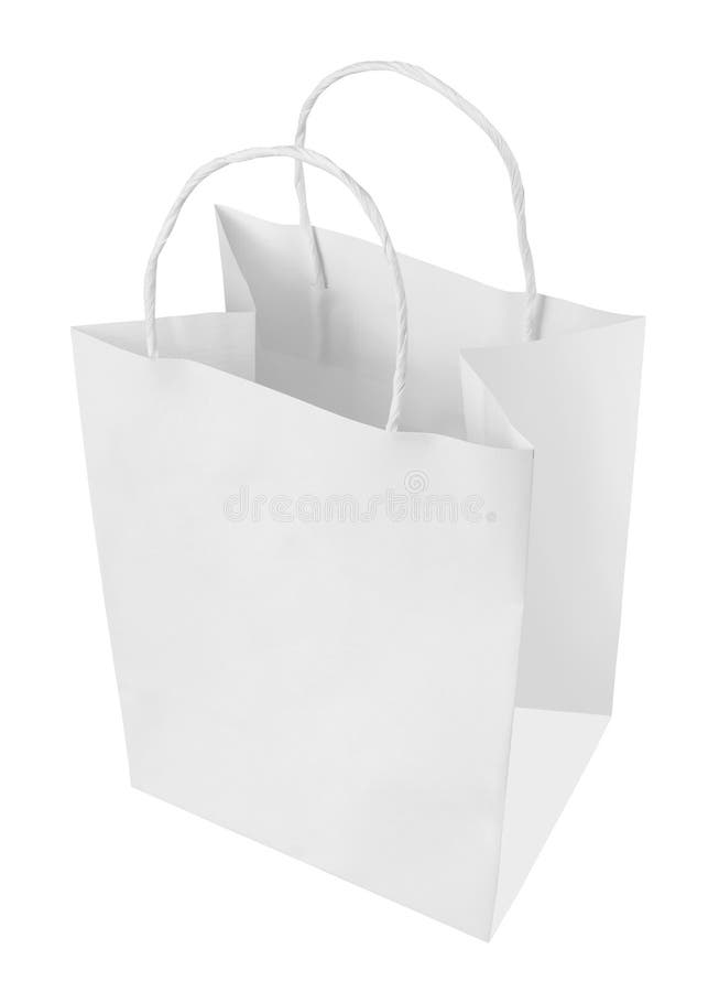 White paper shopping bag stock photo