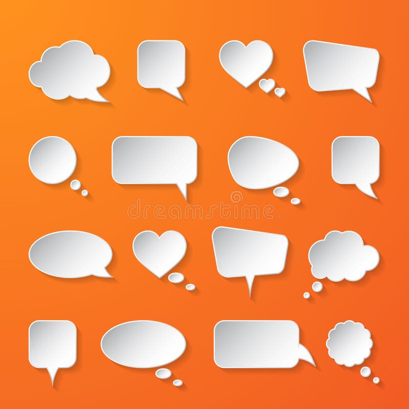 White paper speech bubbles on orange background. Vector illustration royalty free illustration White paper speech bubbles on orange background. Vector illustration royalty free illustration