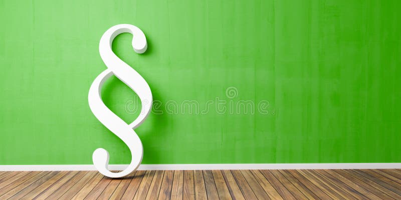 White Paragraph smybol against a green wall - law and justice concept image - 3D Illustration royalty free illustration White Paragraph smybol against a green wall - law and justice concept image - 3D Illustration royalty free illustration