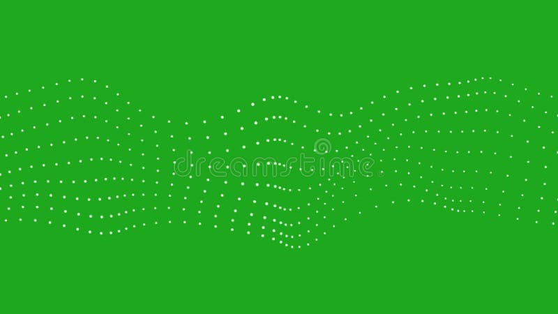 White particle waves green screen motion graphics vector illustration