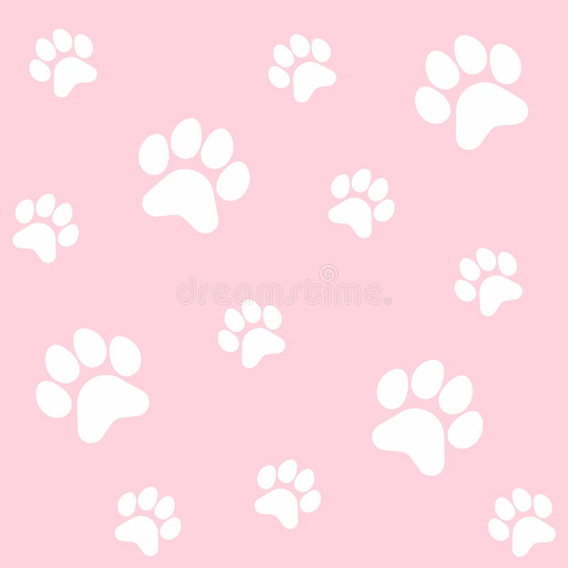 White paw footprints of dog or cat seamless pattern Cute children s baby  background print on textile fabric wallpaper Vector illustration on  pink background 7001977 Vector Art at Vecteezy