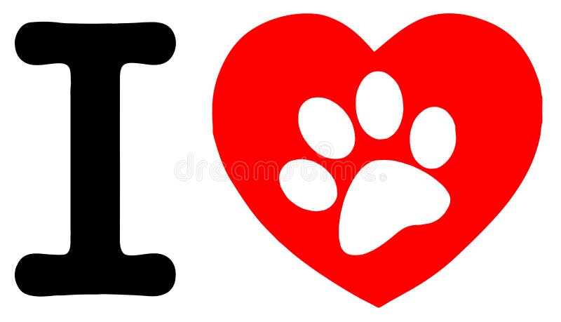 White paw print in a heart and letter i