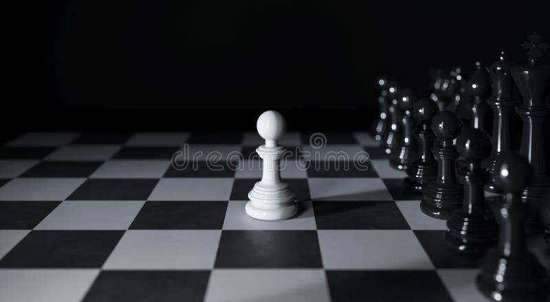 Group Of Chess Pieces Stand On A Black Chessboard Background, 3d