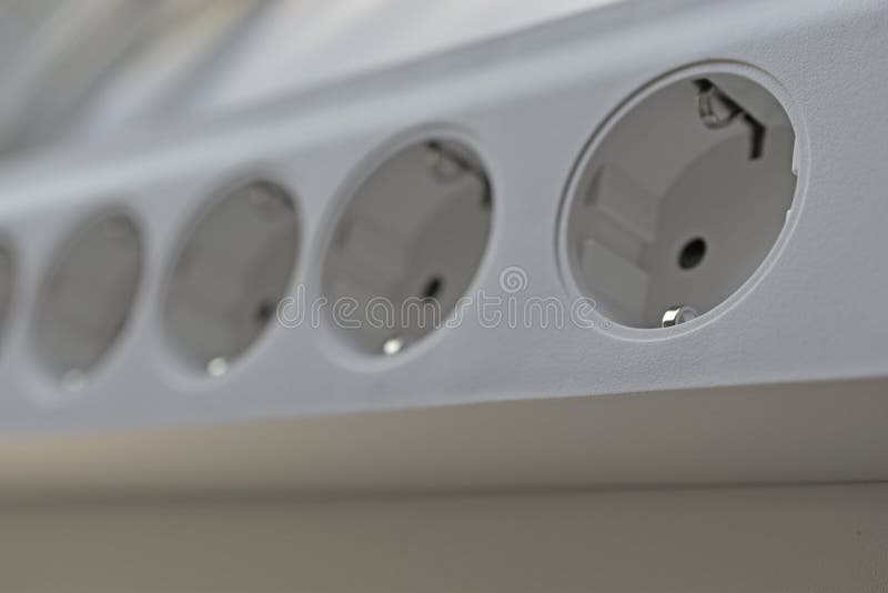 White PC Network Filter Electrical Outlets Stock Image Image of