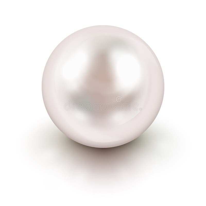 Single White Pearl Isolated On White Background Stock Photo