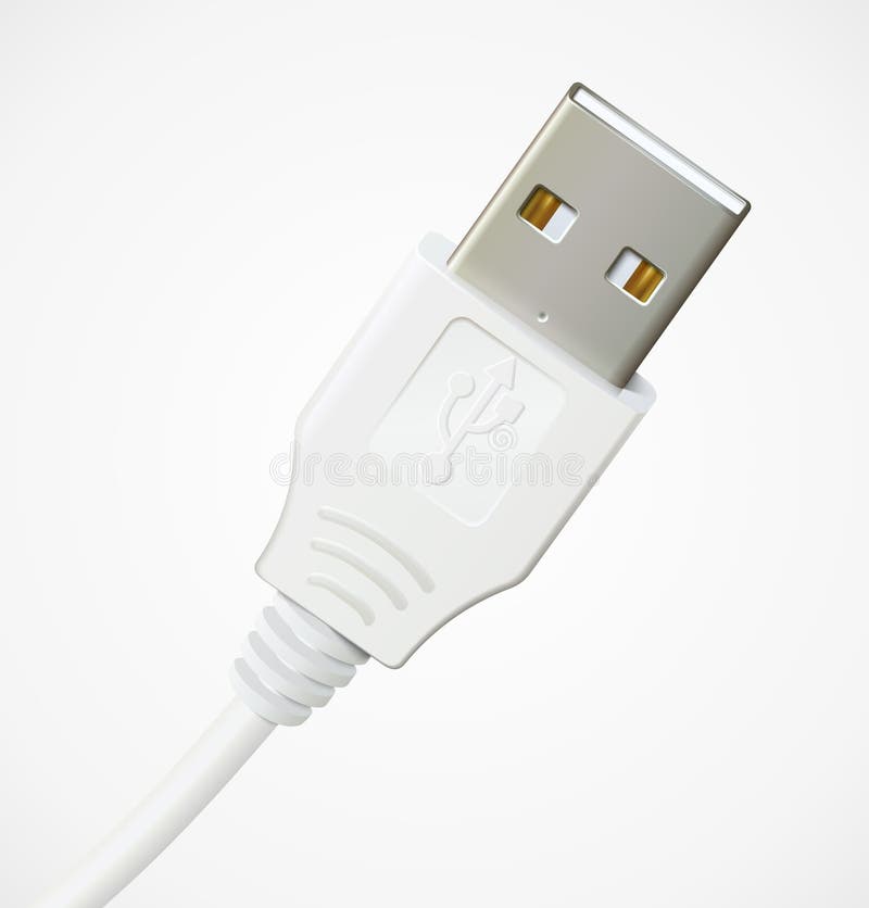 White photorealistic usb cable