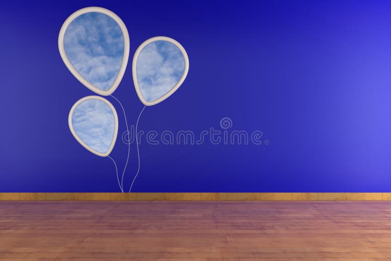 White Picture Frame on Blue Wall Stock Illustration Illustration of