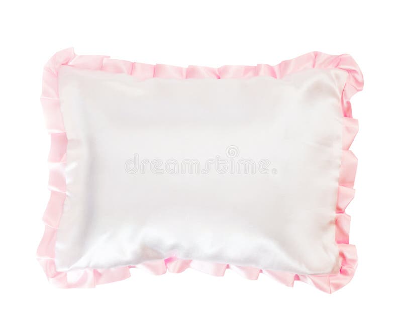White Pillow with a Pink Frill Stock Image Image of silk, close 21462405