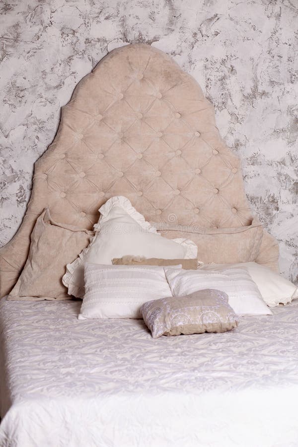 White Pillows on Classic Bed in Bedroom Stock Photo Image of bedroom