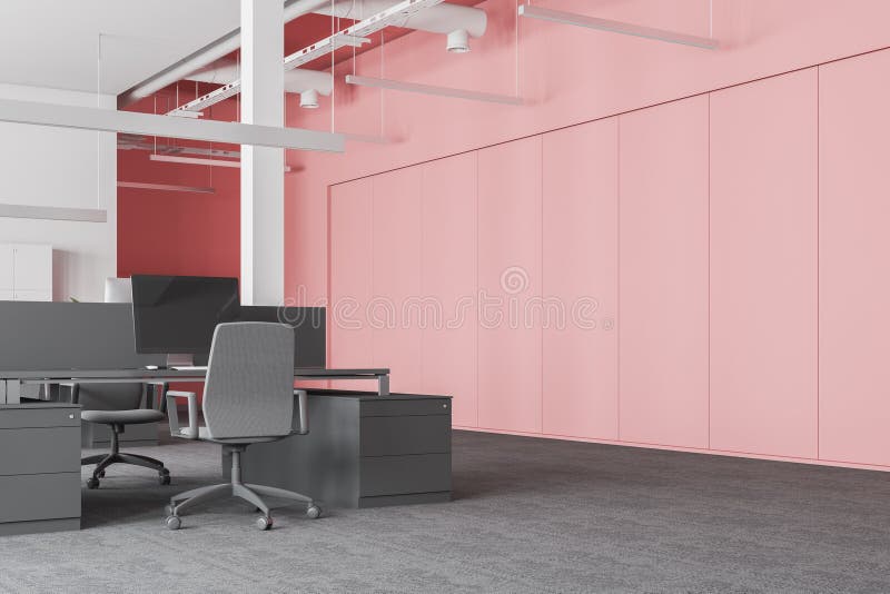White and Pink Office with Lockers Stock Illustration - Illustration of  clean, corporate: 134405968