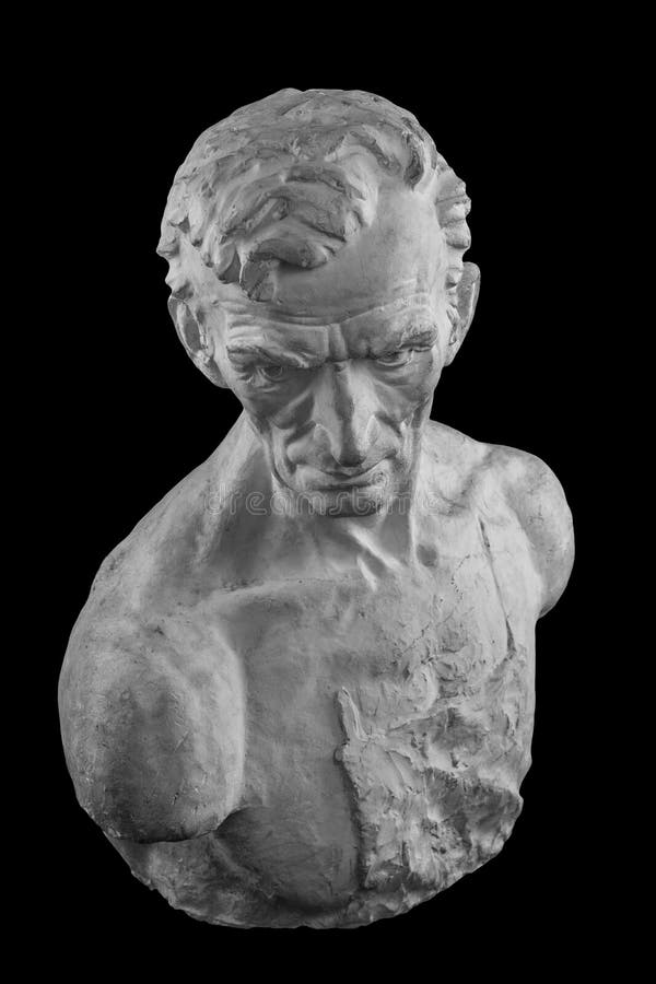 White Plaster Bust, Sculptural Portrait of the Master Stock Photo