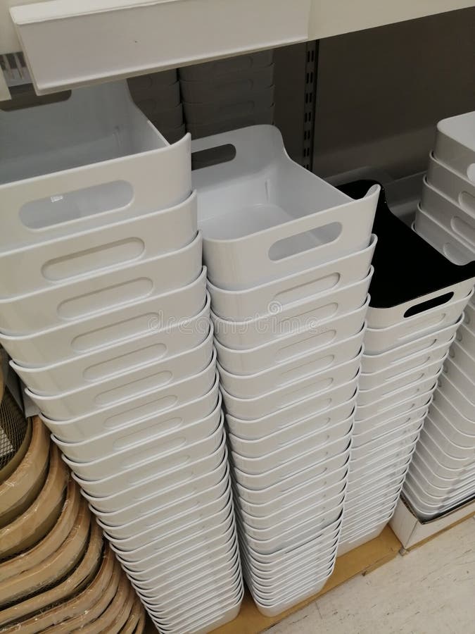 Plastic Boxes for Storing Things. Home Goods Store Stock Image Image
