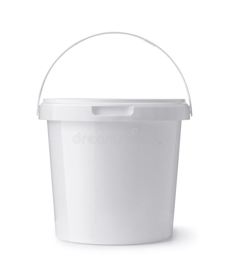 White plastic food bucket