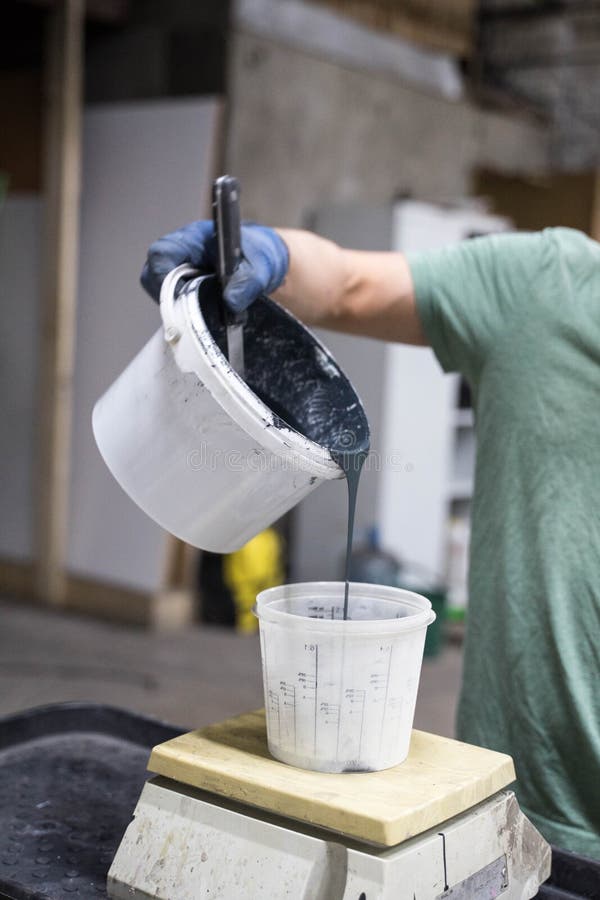 White Plastic Jar with Dark Paint Stock Photo Image of liquid