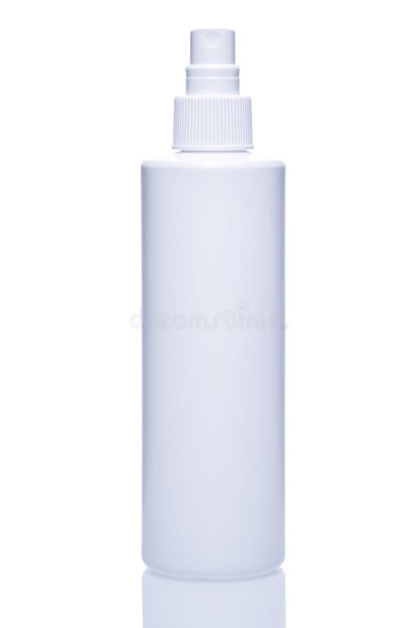 White Plastic Jar, Packaging, Disinfectant Spray on a White Background
