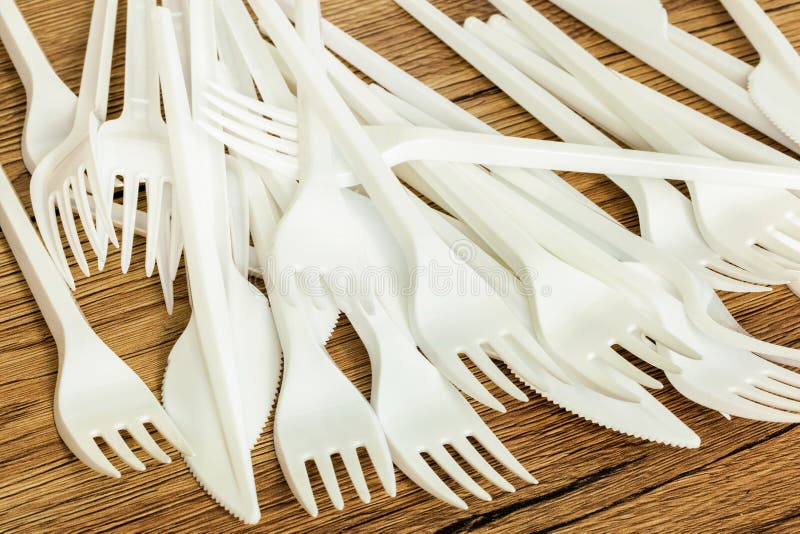 White Plastic Knives and Forks Stock Image Image of tableware
