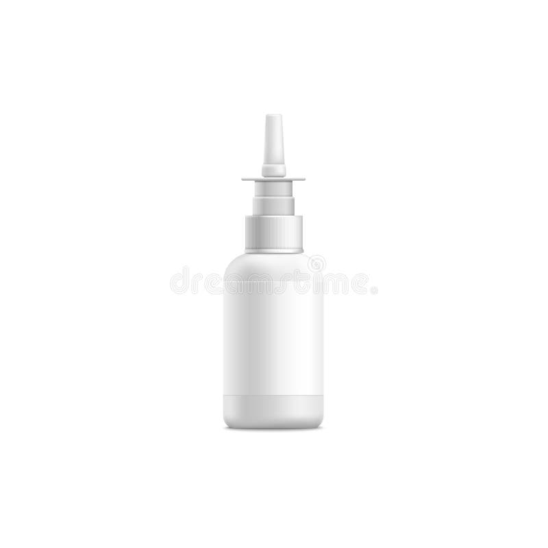 White plastic nose spray container bottle mockup isolated on white background