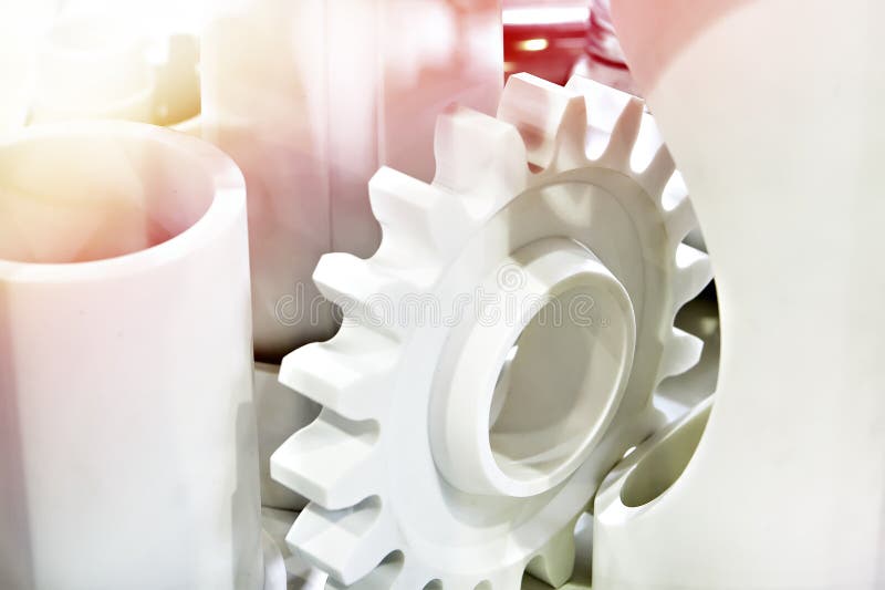 White Plastic Parts Gear Cylinder Stock Image Image of industrial