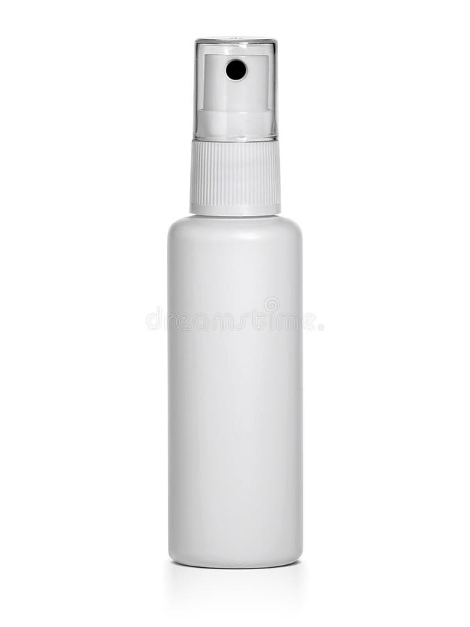 White Plastic Bottle and Spray Bottle with Cap, Isolated on White