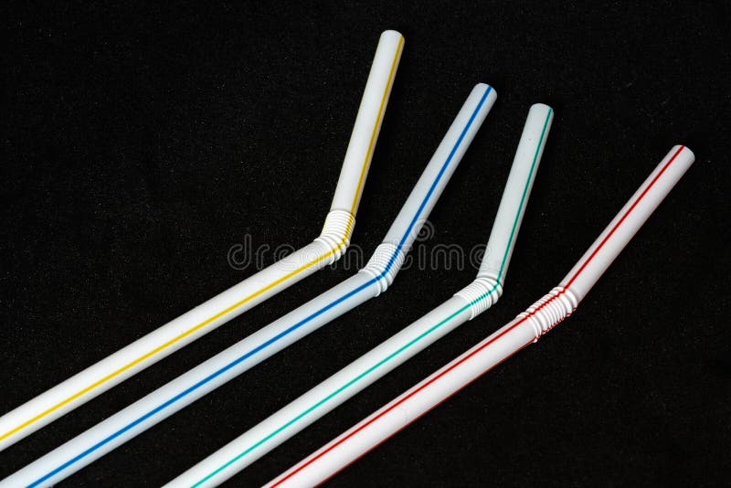 White Plastic Straws With Colored Stripes, Polluting Material Stock Image Image of micro