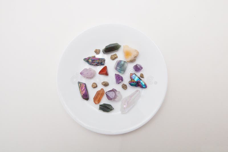 Plate with crystals on it royalty free stock photo