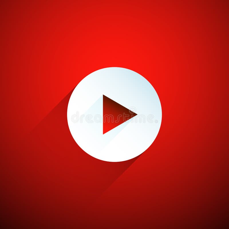 White play button on red background vector illustration White play button on red background vector illustration