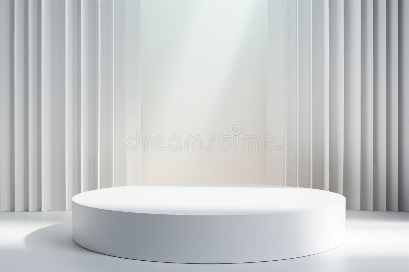 A white podium placed in front of curtain suitable for presentations speeches and awards ceremonies fotografie stock libere da diritti