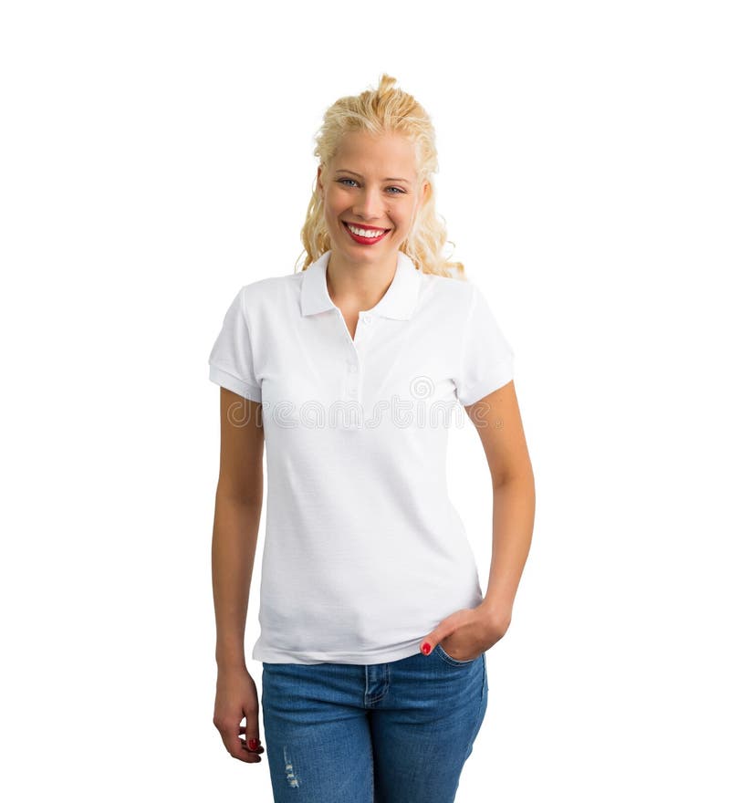 Download White polo shirt mockup stock photo. Image of empty ...