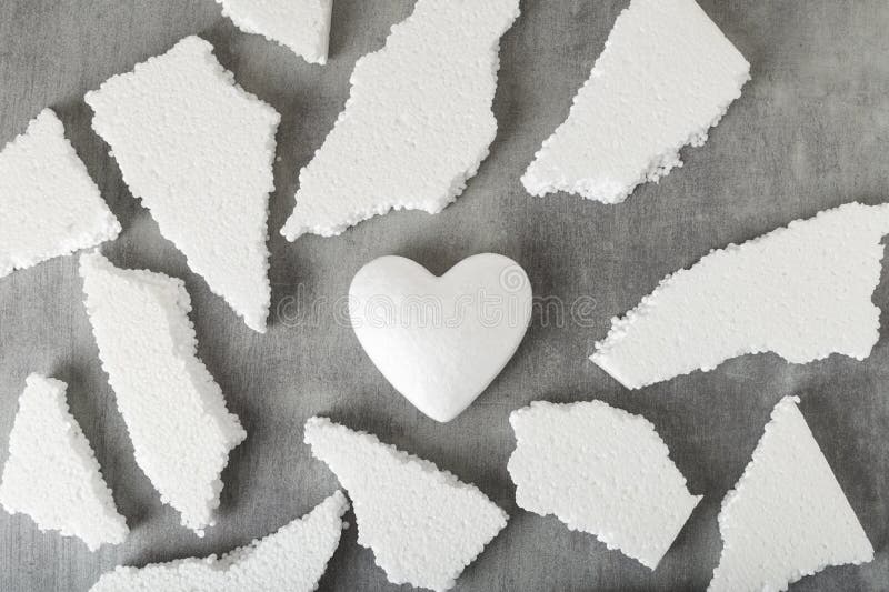 Styrofoam-heart, broken