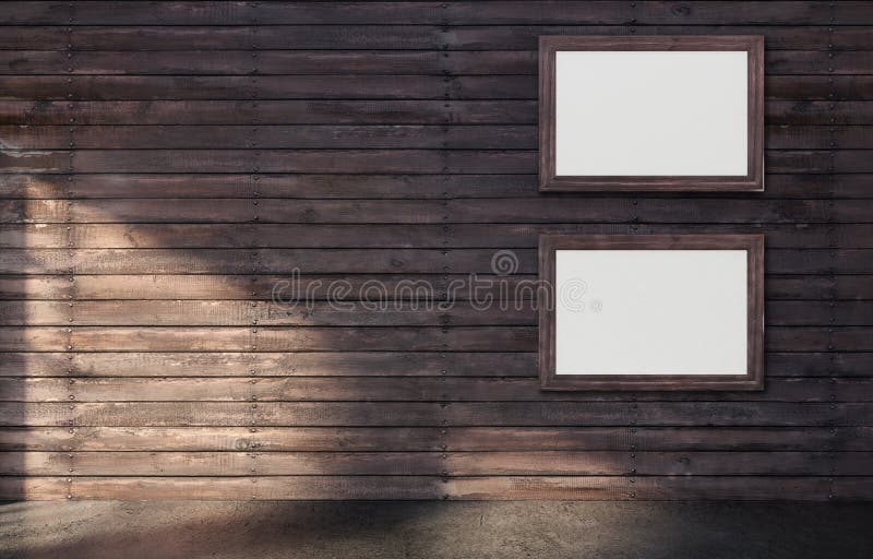 White poster in wooden frame mock up. stock photography White poster in wooden frame mock up. stock photography