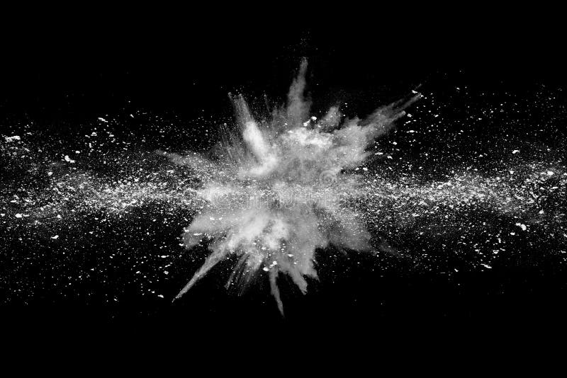 White powder explosion on black background. royalty free stock photos